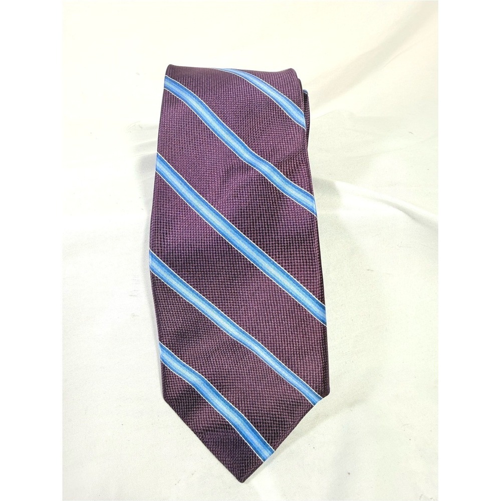 Brooks Brothers 346 Men's Purple Stripe Silk Tie with Blue Accent 59.5" x 3.5"